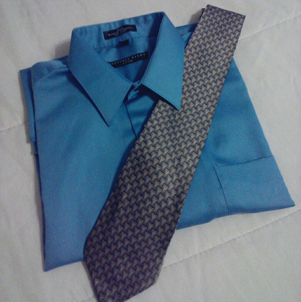 🌺 Mens Geoffrey Beene Dress Shirt & Barrington Tie